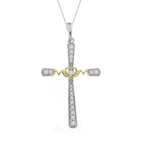 LADIES PENDANT 1/ CT ROUND DIAMOND 10K TT WHITE & YELLOW GOLD