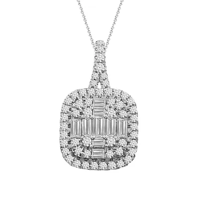 LADIES PENDANT 1/2 CT ROUND/TAPER DIAMOND 14K WHITE GOLD