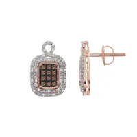 LADIES EARRINGS 3/8 CT ROUND DIAMOND 10K ROSE GOLD