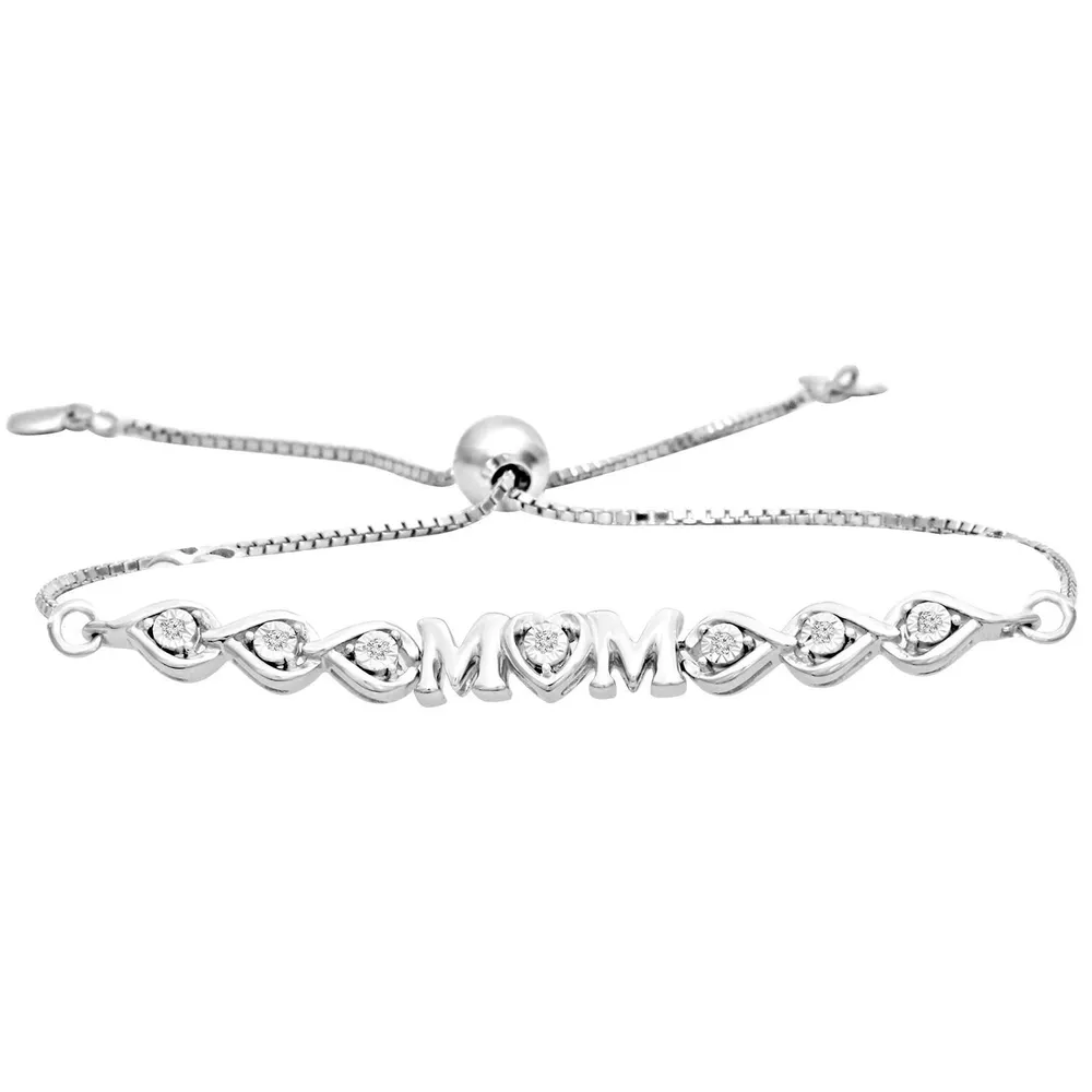 LADIES BRACELET 1/20 CT ROUND DIAMOND SILVER WHITE