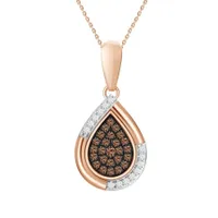 LADIES PENDANT 1/ CT WHITE/CHOCOLATE ROUND DIAMOND 10K ROSE GOLD