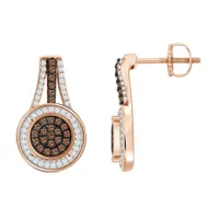 LADIES EARRINGS / CT WHITE/CHOCOLATE ROUND DIAMOND 10K ROSE GOLD