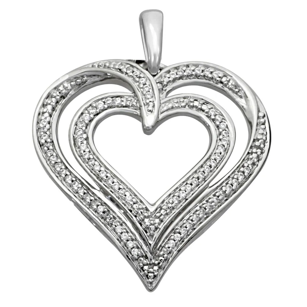 LADIES PENDANT 1/ CT ROUND DIAMOND SILVER