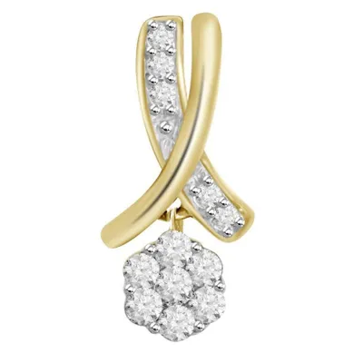 LADIES PENDANT 1/3 CT ROUND DIAMOND 10K YELLOW GOLD