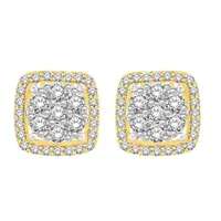 LADIES EARRINGS 1/2 CT ROUND DIAMOND 10K TT WHITE & YELLOW GOLD