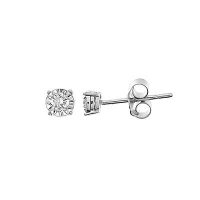 LADIES EARRING 1/2 CT ROUND DIAMOND 10K WHITE GOLD