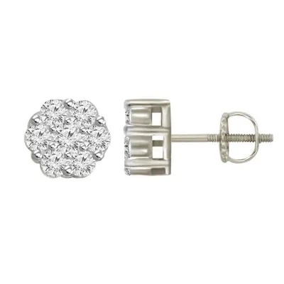 1.00CT RD DIAMONDS SET IN SILVER LADIES EARRING