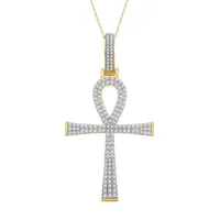 MEN’S CROSS 1CT ROUND DIAMOND 10K YELLOW GOLD