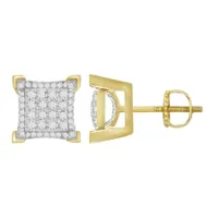 MEN’S EARRINGS 1/4CT ROUND DIAMOND 10K YELLOW GOLD