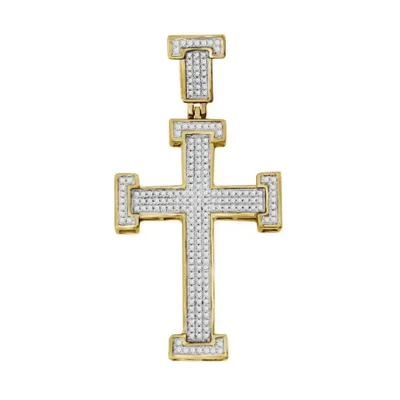 MEN’S CROSS 1/2 CT ROUND DIAMOND 10K YELLOW GOLD