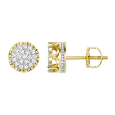 MEN’S EARRINGS 1 CT ROUND DIAMOND 10K YELLOW GOLD