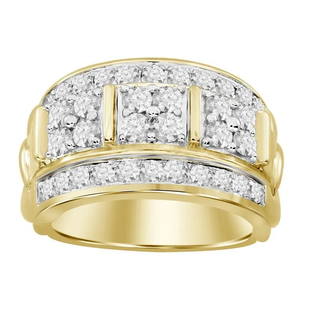 MEN’S RING 2 CT ROUND DIAMOND 10K YELLOW GOLD