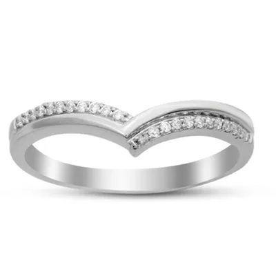 LADIES BAND 1/15 CT ROUND DIAMOND 10K WHITE GOLD