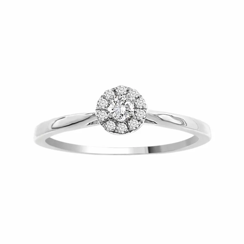 LADIES RING 1/6 CT ROUND DIAMOND SILVER