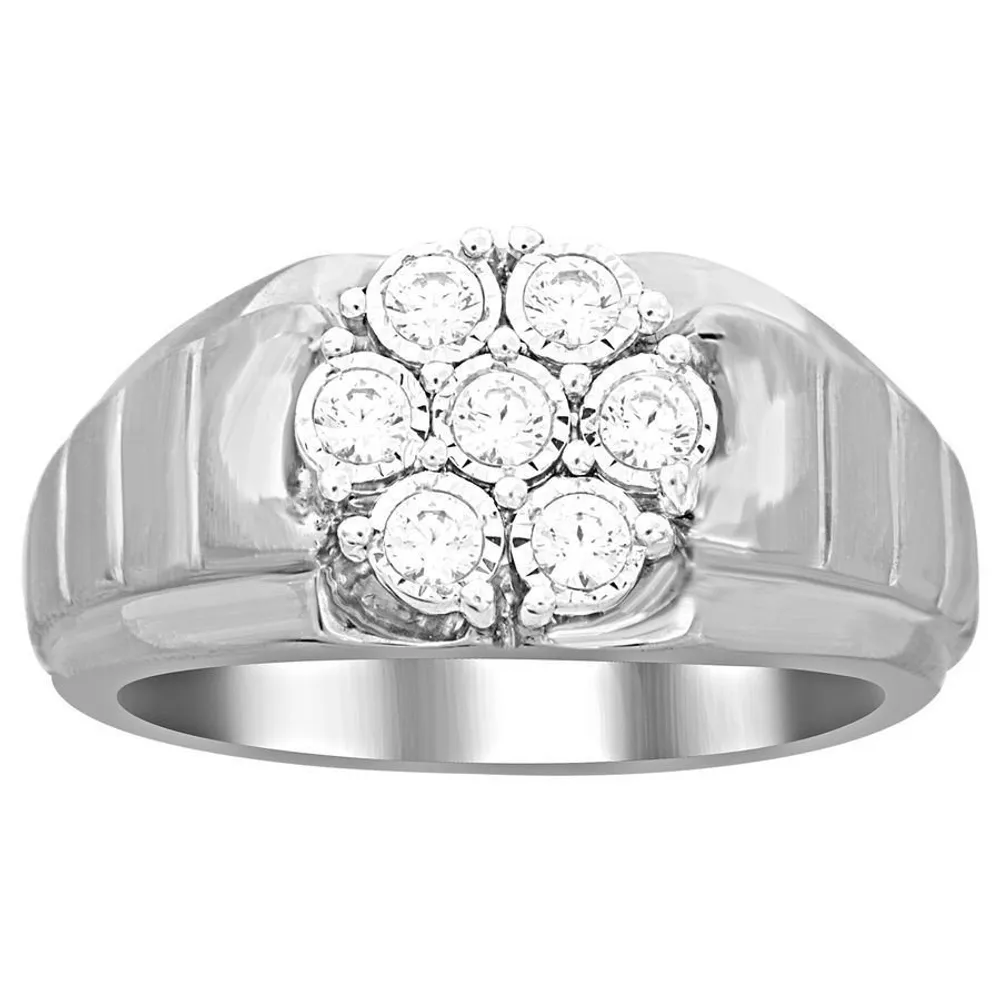 MEN’S RING 1/2 CT ROUND DIAMOND SILVER