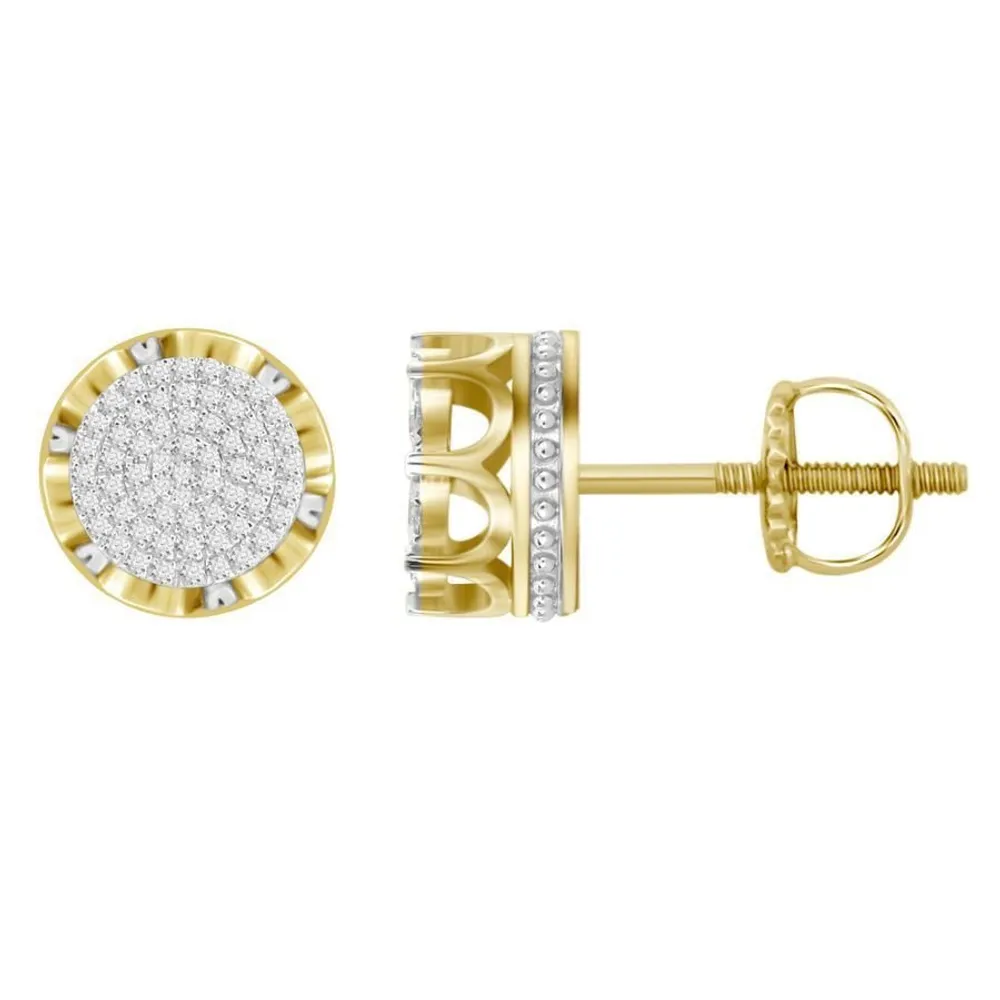 MEN’S EARRINGS 1/3 CT ROUND DIAMOND 10K YELLOW GOLD