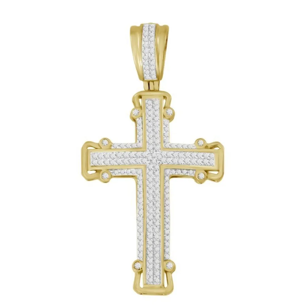 MEN’S CROSS 1/2 CT ROUND DIAMOND 10K YELLOW GOLD