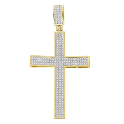 MEN’S CROSS 1/2 CT ROUND DIAMOND 10K YELLOW GOLD