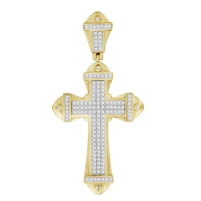 MEN’S CROSS PENDANT 1/2 CT ROUND DIAMOND 10K YELLOW GOLD