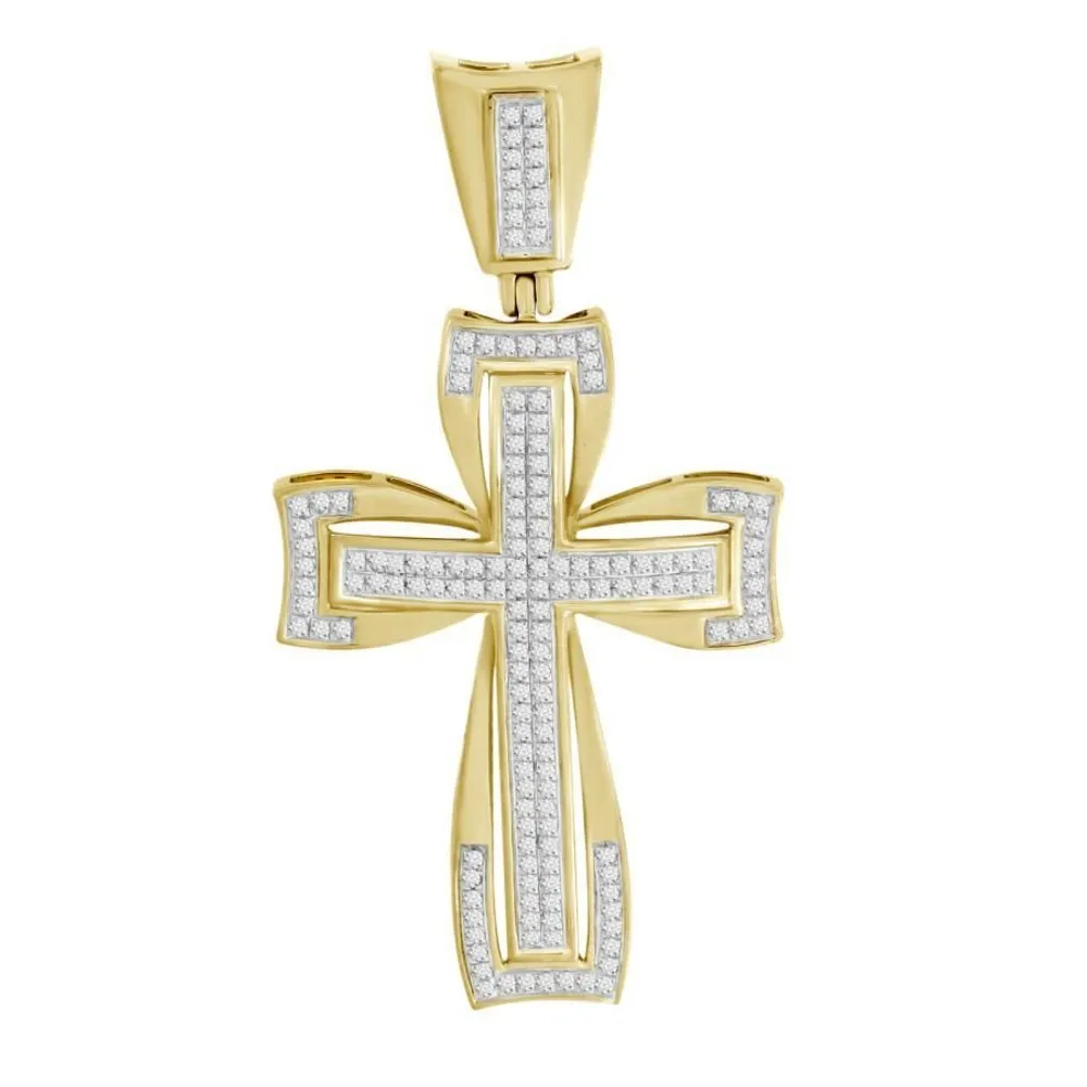 MEN’S CROSS 1/2 CT ROUND DIAMOND 10K YELLOW GOLD