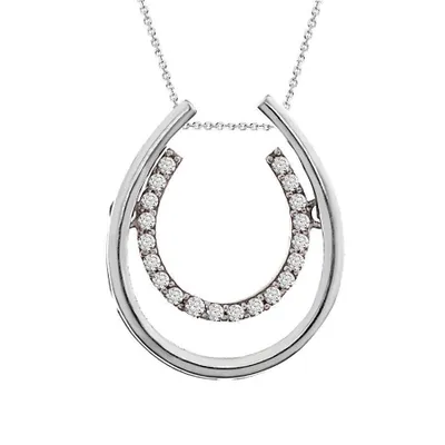 LADIES PENDANT 1/10 CT ROUND DIAMOND 14K WHITE GOLD