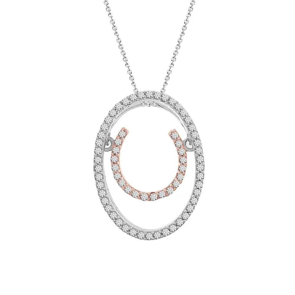 LADIES PENDANT 1/5 CT ROUND DIAMOND 14K TT WHITE & ROSE GOLD