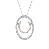 LADIES PENDANT 1/5 CT ROUND DIAMOND 14K TT WHITE & ROSE GOLD