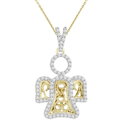 LADIES PENDANT 1/5 CT ROUND DIAMOND SILVER YELLOW PLATED