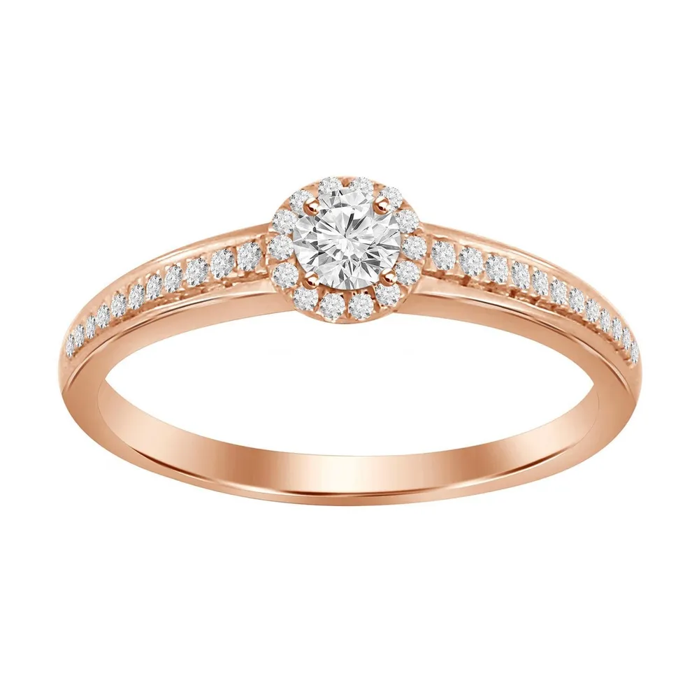 LADIES ENGAGEMENT RING 1/ CT ROUND DIAMOND 10K ROSE GOLD