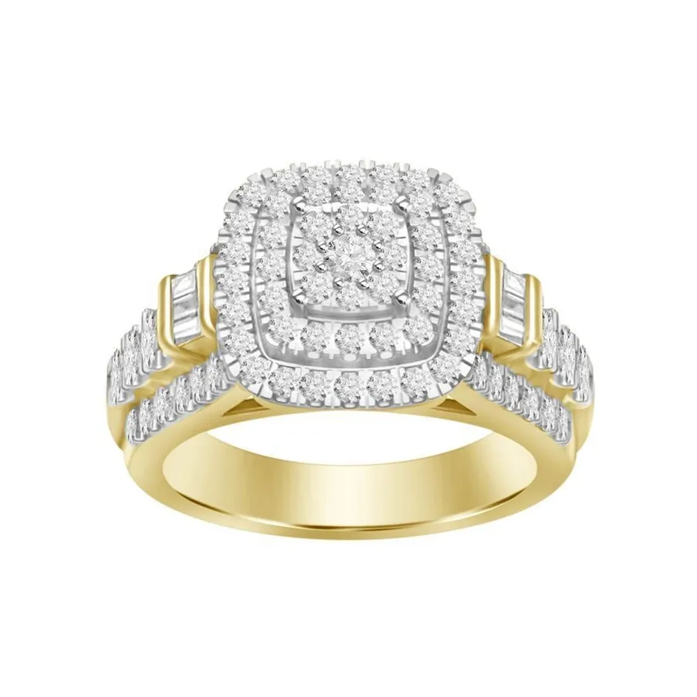 LADIES RING / CT ROUND/BAGUETTE DIAMOND 10K GOLD