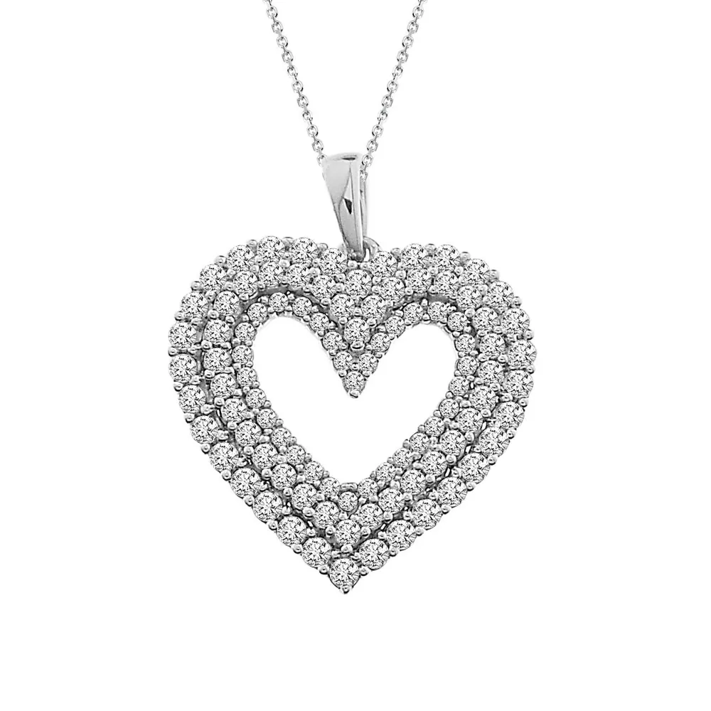 LADIES PENDANT 1 CT ROUND DIAMOND 10K WHITE GOLD