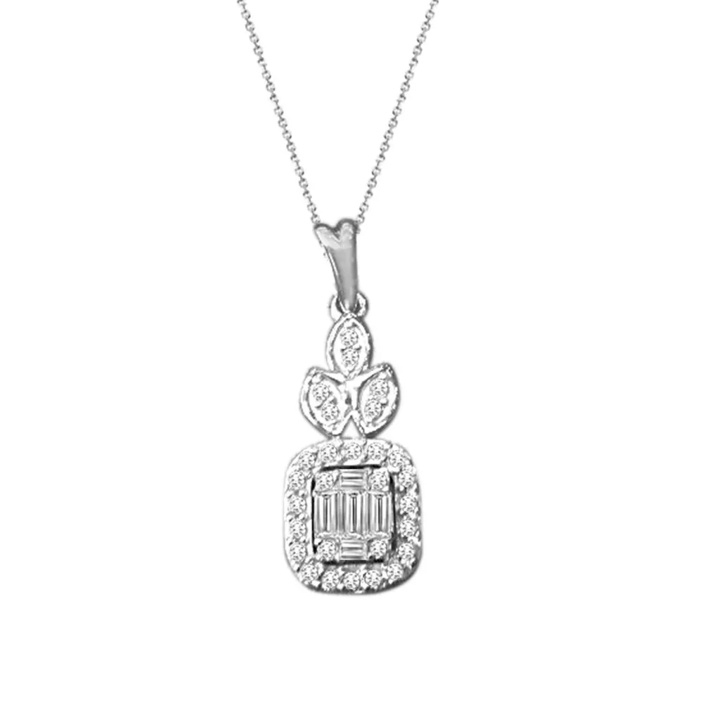 LADIES PENDANT / CT ROUND/BAGUETTE DIAMOND 14K GOLD