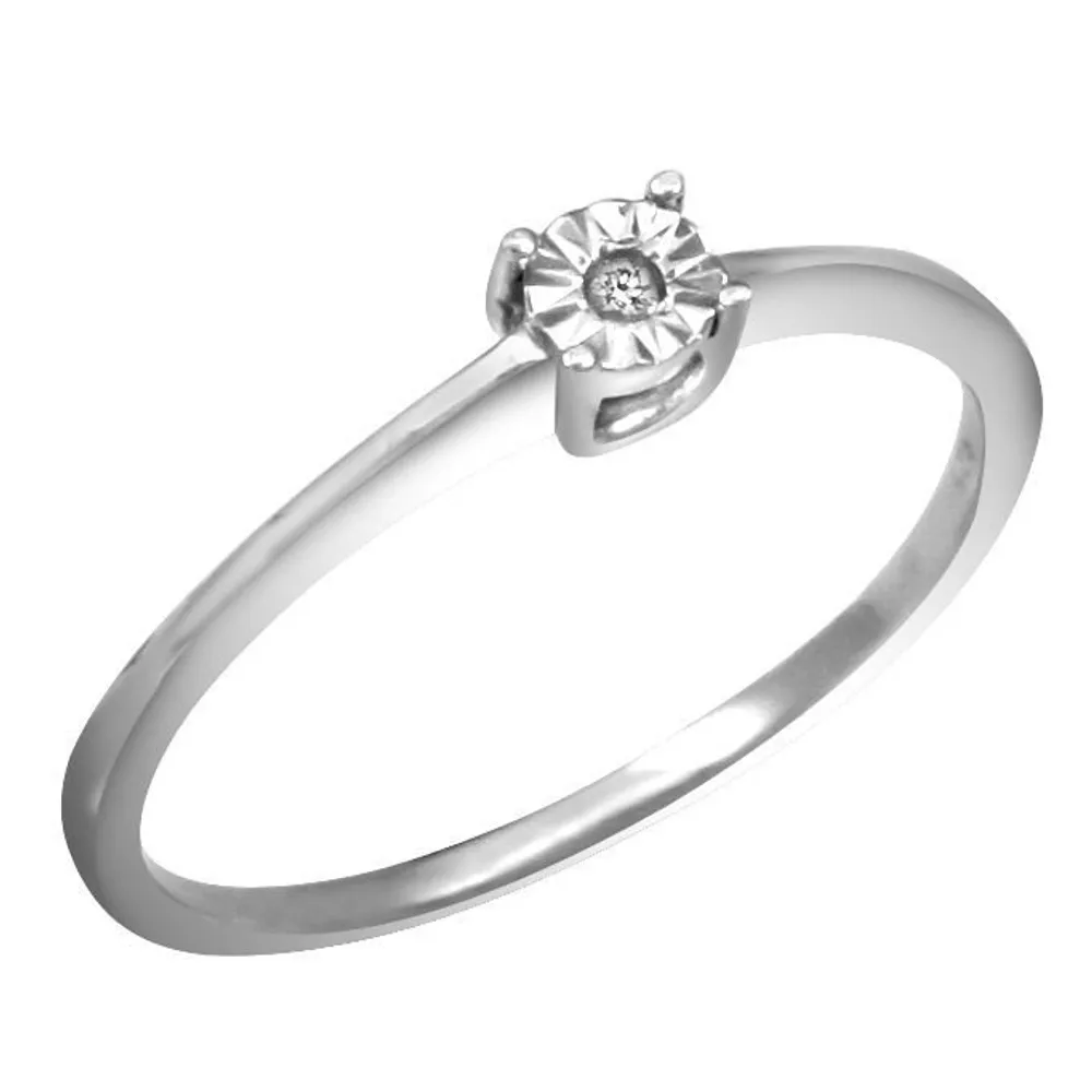 LADIES RING 0.01 CT ROUND DIAMONDSILVER