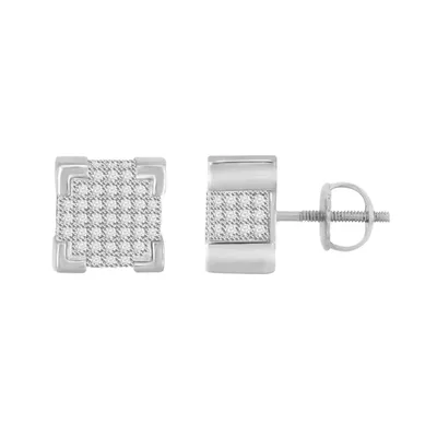 MEN’S EARRINGS 1/2 CT ROUND DIAMOND SILVER