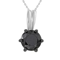 LADIES SOLITAIR PENDANT 2 CT BLACK ROUND DIAMOND SS