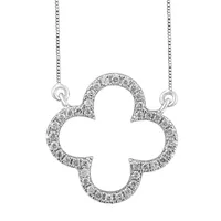 LADIES NECKLACE WITH CHAIN 1/ CT ROUND DIAMOND 10K GOLD