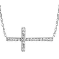 LADIES NECKLACE 1/10 CT ROUND DIAMOND 10K WHITE GOLD