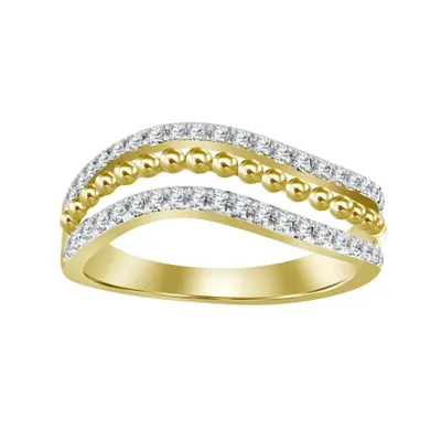 LADIES BAND 1/4  CT ROUND DIAMOND 14K YELLOW GOLD