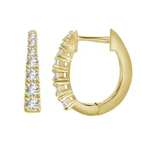 LADIES HOOP 1 1/2 CT ROUND DIAMOND 10K YELLOW GOLD