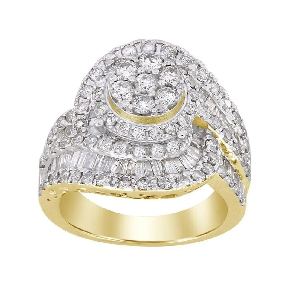 LADIES RING 2 16 CT ROUND DIAMOND 10K YELLOW GOLD