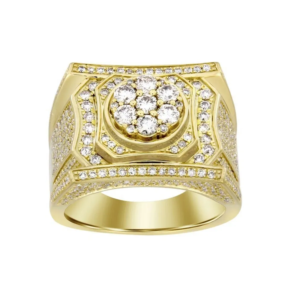 MEN’S RING 1 3/4 CT ROUND DIAMOND 10K YELLOW GOLD