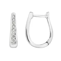 LADIES HOOP 1/4 CT ROUND DIAMOND 10K WHITE GOLD