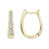 LADIES HOOP 1/4 CT ROUND DIAMOND 10K YELLOW GOLD