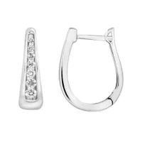 LADIES HOOP 1/2 CT ROUND DIAMOND 10K WHITE GOLD