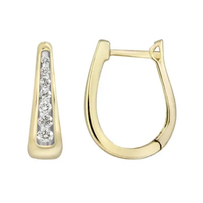 LADIES HOOP 1/2 CT ROUND DIAMOND 10K YELLOW GOLD