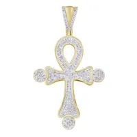 MEN’S CROSS 3/4 CT ROUND DIAMOND 14K YELLOW GOLD