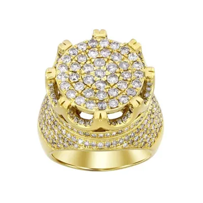 MEN’S RING 3 3/4 CT ROUND DIAMOND 14K YELLOW GOLD