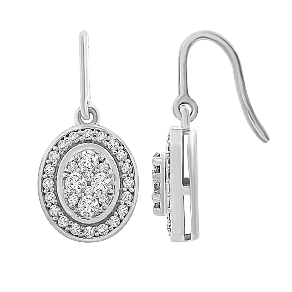 LADIES EARRINGS 1/ CT ROUND DIAMOND 14K WHITE GOLD