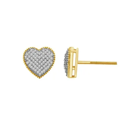 LADIES EARRINGS 1/5 CT ROUND DIAMOND 10K YELLOW GOLD