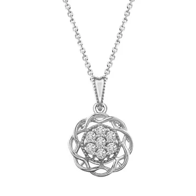 LADIES PENDANT 1/6 CT ROUND DIAMOND 10K WHITE GOLD